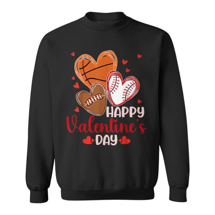 Happy Valentines Day Basketball Baseball Football Boys Mens Sweatshirt