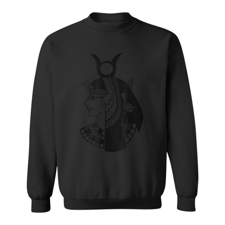 Hathor Egyptian Goddess Of The Sky Black And White Sweatshirt