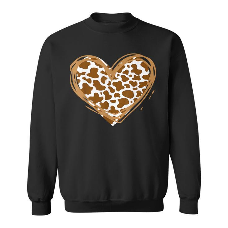 Heart Brown Cow Pattern For Cow Lover Sweatshirt