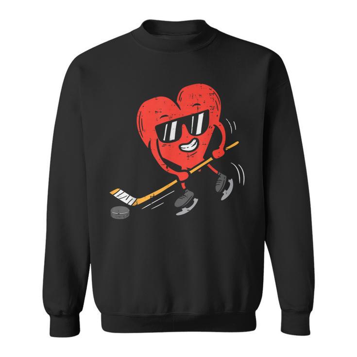 Heart Playing Ice Hockey Valentines Day Love Sports Boys Sweatshirt