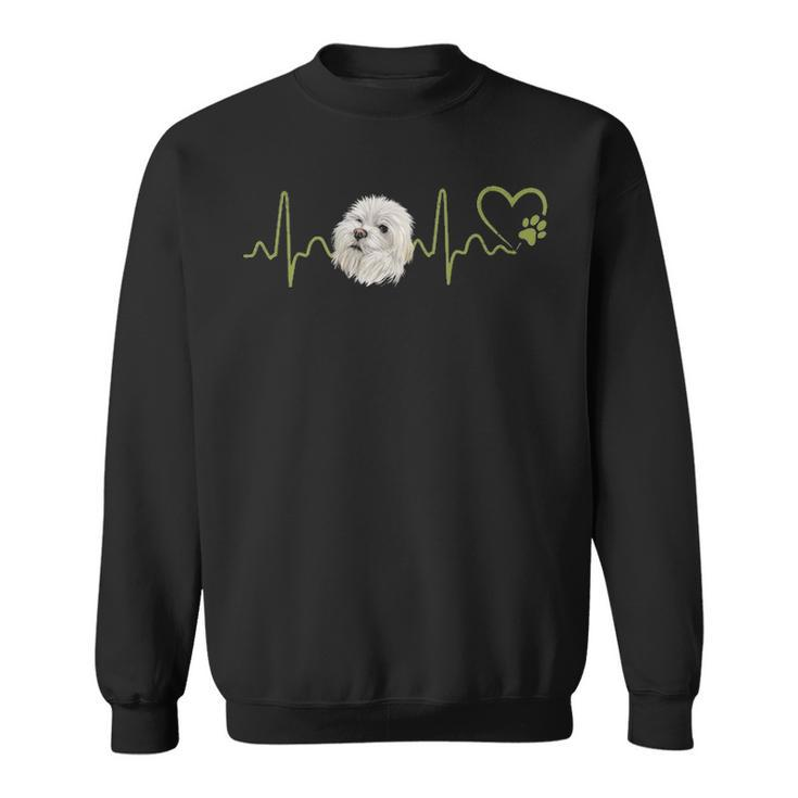 Heartbeat Maltese Dog Animal Rescue Lifeline Sweatshirt
