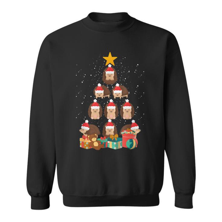 Hedgehog Christmas Tree Animal Lover Holiday Apparel Sweatshirt