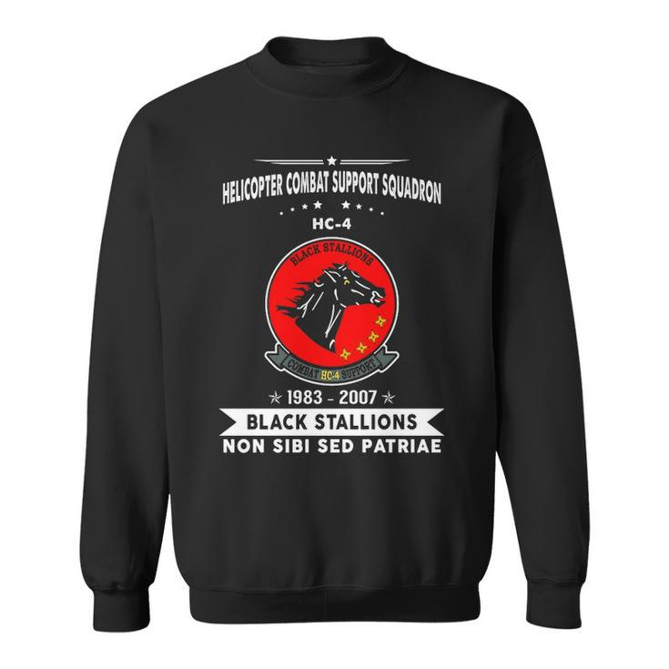 Helicopter Combat Support Squadron 4 Hc 4 Helsuppron 4 Black Stallions Sweatshirt
