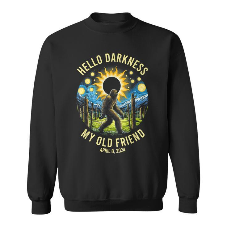 Hello Darkness My Old Friend Bigfoot Solar Eclipse 2024 Sweatshirt