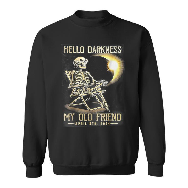 Hello Darkness My Old Friend Skeleton Solar Eclipse T- Sweatshirt