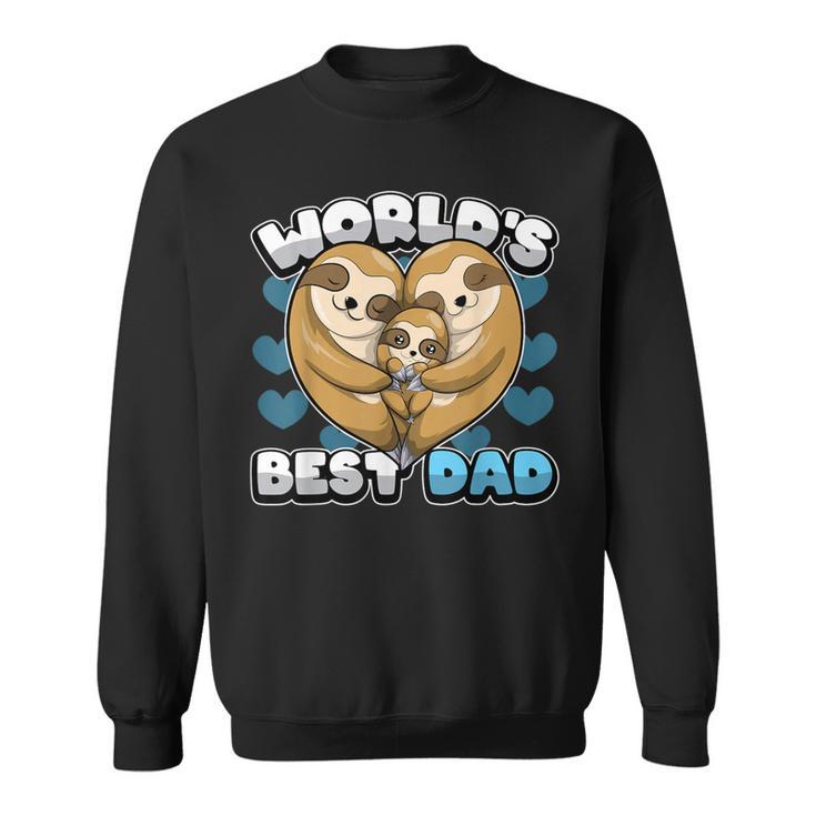 Herrenatertag World's Best Dad Niedlicher Faultier Papa Herz Familie Sweatshirt