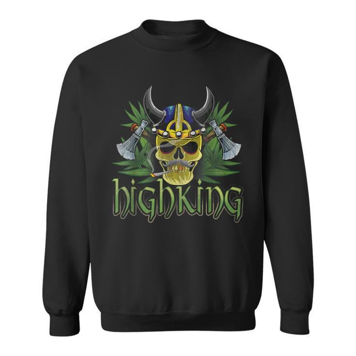 High King Skull Cannabis Smoker Marijuana Smoking Viking Sweatshirt