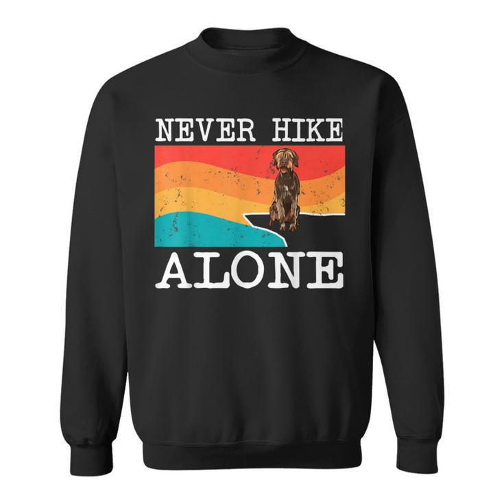 Never Hike Alone Wirehaired Pointing Griffon Graphic Hiking Sweatshirt