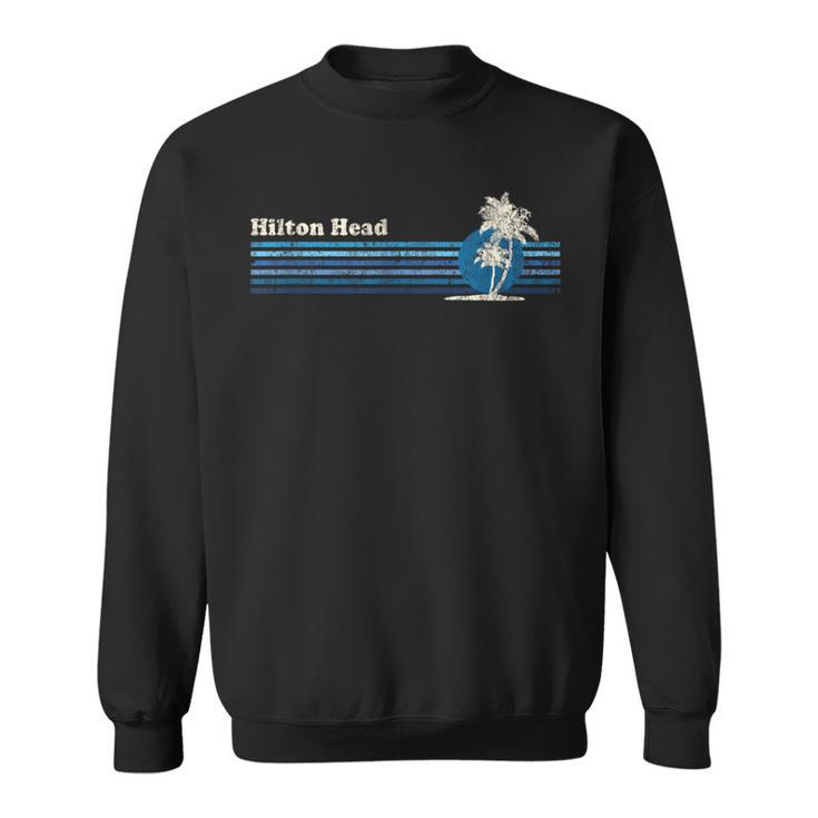 Hilton Head Sc Vintage 80S Palm Trees Sunset Sweatshirt