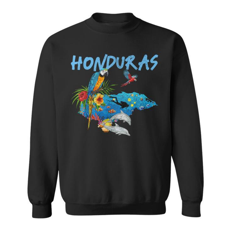 Honduras Map Nature Parrot Scuba Diving Souvenir Pride Sweatshirt