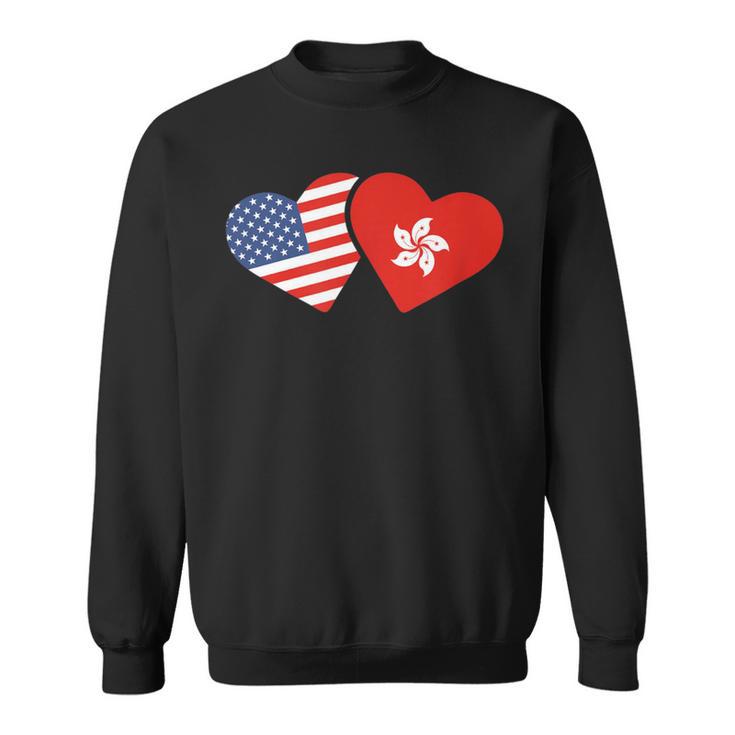 Hong Kong Usa Flag T Heart Hongkonger American Love Sweatshirt