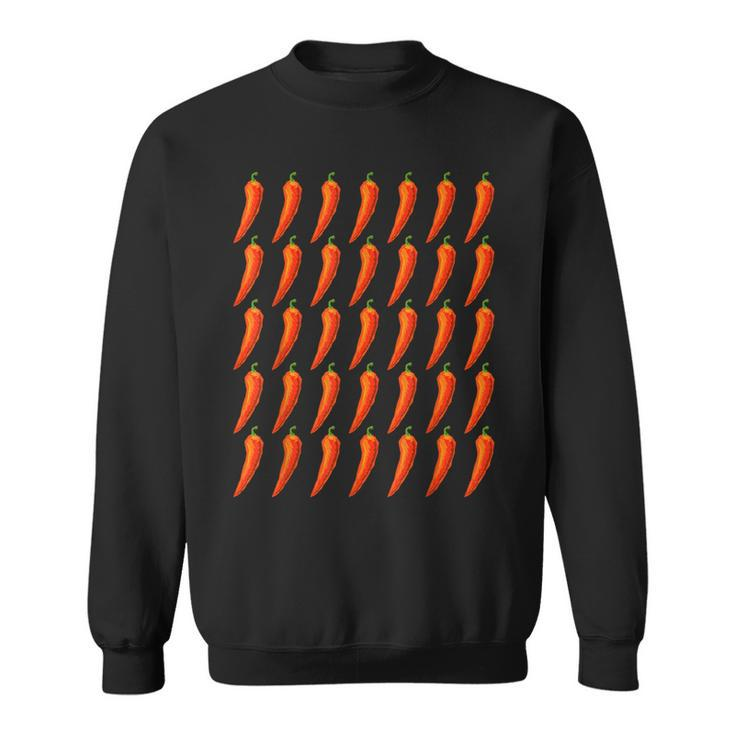 Hot Repeating Chili Pepper Pattern For Spicy Food Lover Sweatshirt