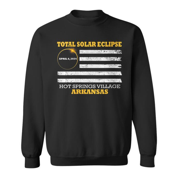 Hot Springs Village Arkansas Solar Eclipse 2024 Us Flag Sweatshirt