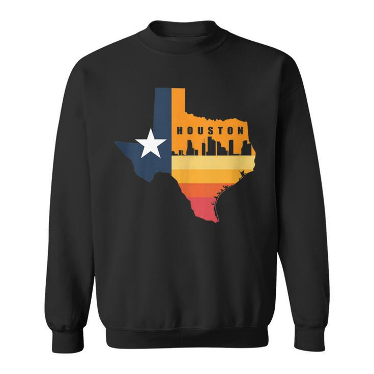 Houston City Texas Map Patriotic Texan Sweatshirt