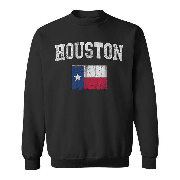 Houston Texas Flag Vintage Distressed Sweatshirt