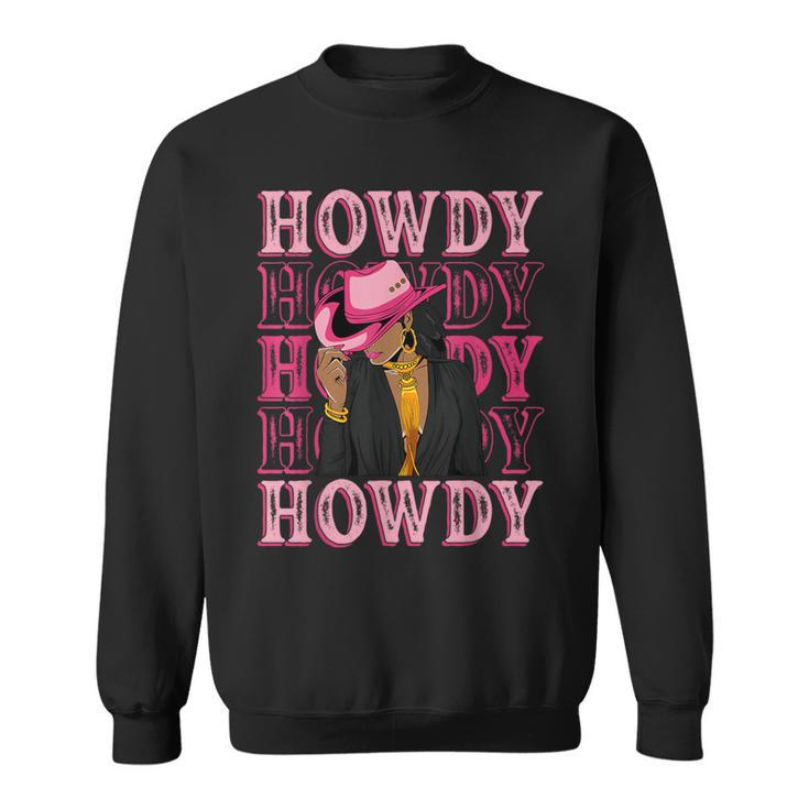 Howdy Retro Western Black Cowgirl African American Women Sweatshirt