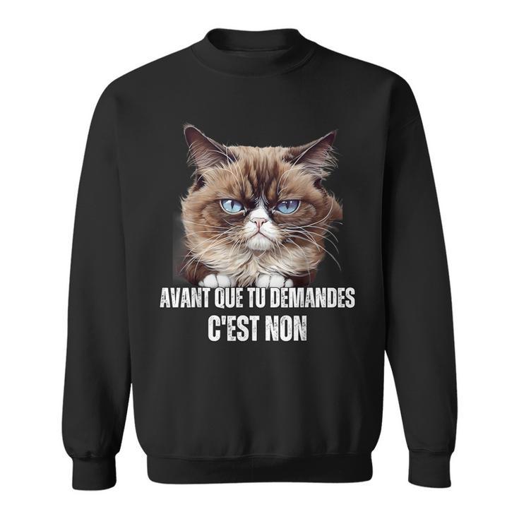 Sweatshirt Humour Chat Rebelle "Je Vous Emmerde Tous" - Design Drôle Et Sarcastique - Cadeau Original - Coupe Classique