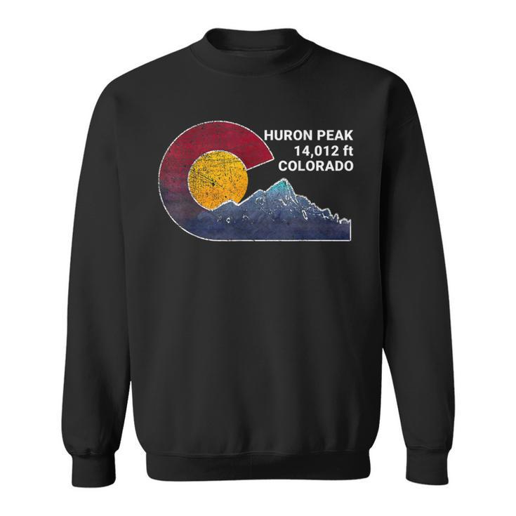Huron Peak Colorado With Flag Inspired Scene Sweatshirt