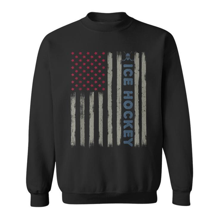 Ice Hockey American Flag Patriotic Usa 4Th Of July Vintage Sweatshirt