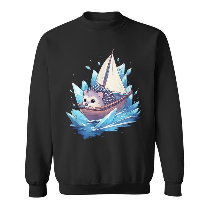 Ice Sailing Hedgehog Ice Sailing Ice Boating Yachting Sweatshirt