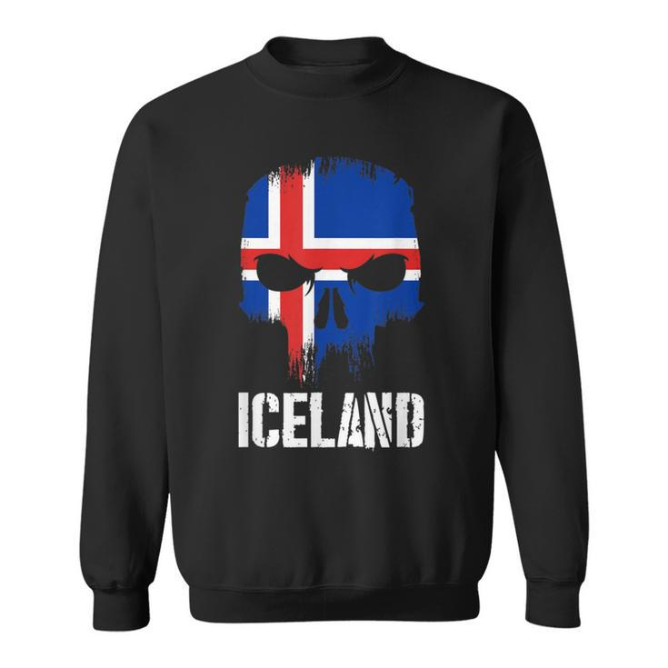 Iceland Flag Skull Icelandic Pride Patriotic Sweatshirt