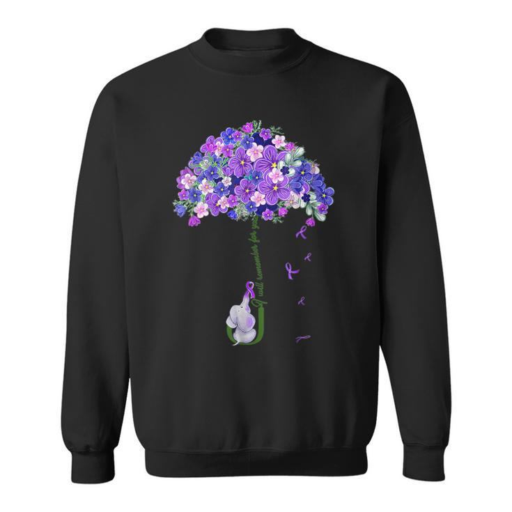 I'll Remember For You Purple Elephant Alzheimer's Awareness Sweatshirt