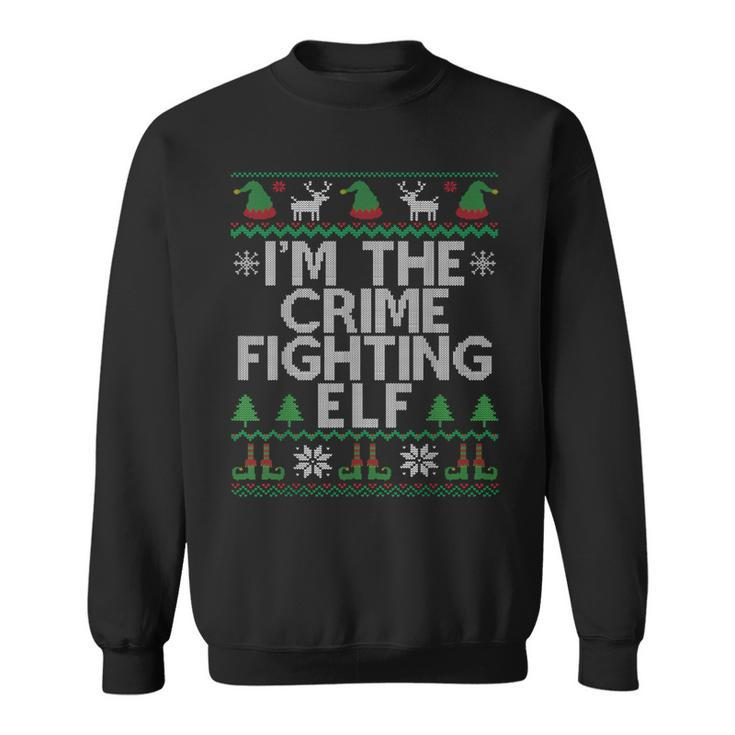 I'm The Crime Fighting Elf Police Officer Ugly Christmas Cop Sweatshirt