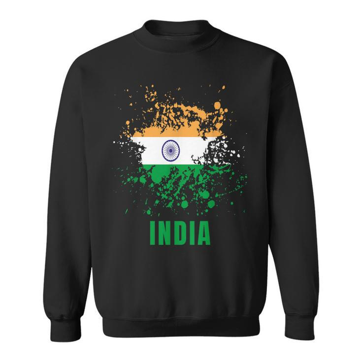 India Retro Vintage Watercolors Sport Indian Flag Souvenir Sweatshirt