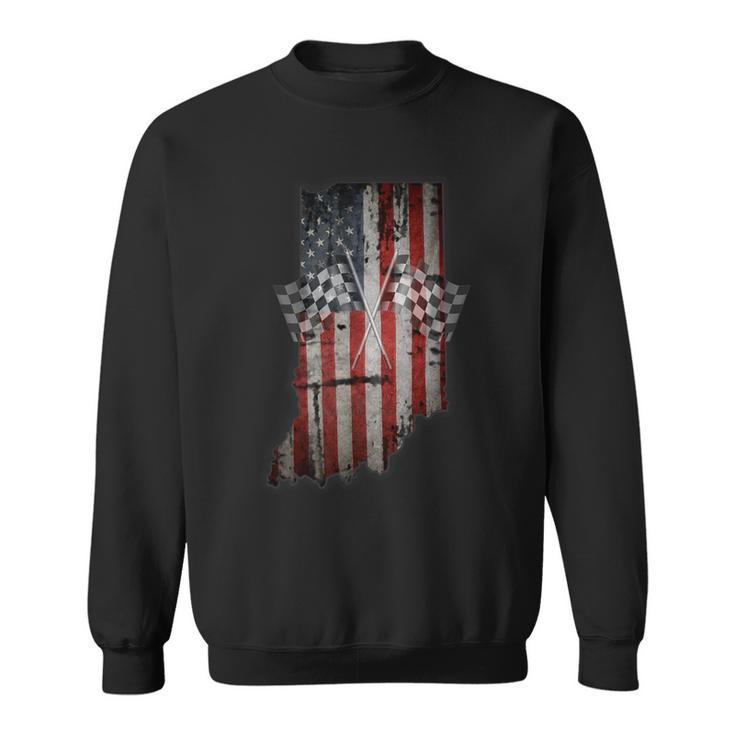 Indiana T Distressed Look Checkered Flag Sweatshirt