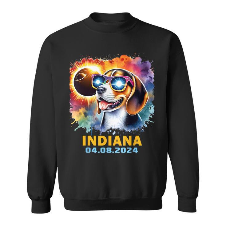 Indiana Total Solar Eclipse 2024 Beagle Dog Colorful Sweatshirt