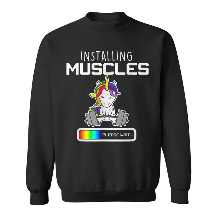 Installing Muscles Unicorn Loading Lifting Sweatshirt
