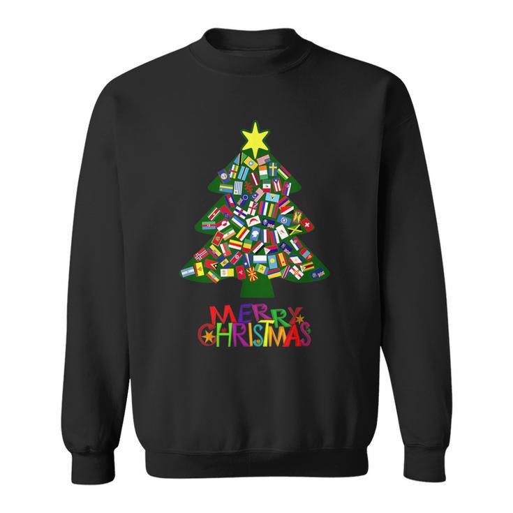 International Flags Nations Love World Peace Christmas Tree Sweatshirt