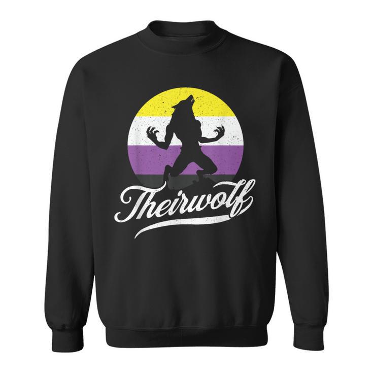 Theirwolf Non Binary Pride Nonbinary Nb Enby Flag Lgbtqia Sweatshirt