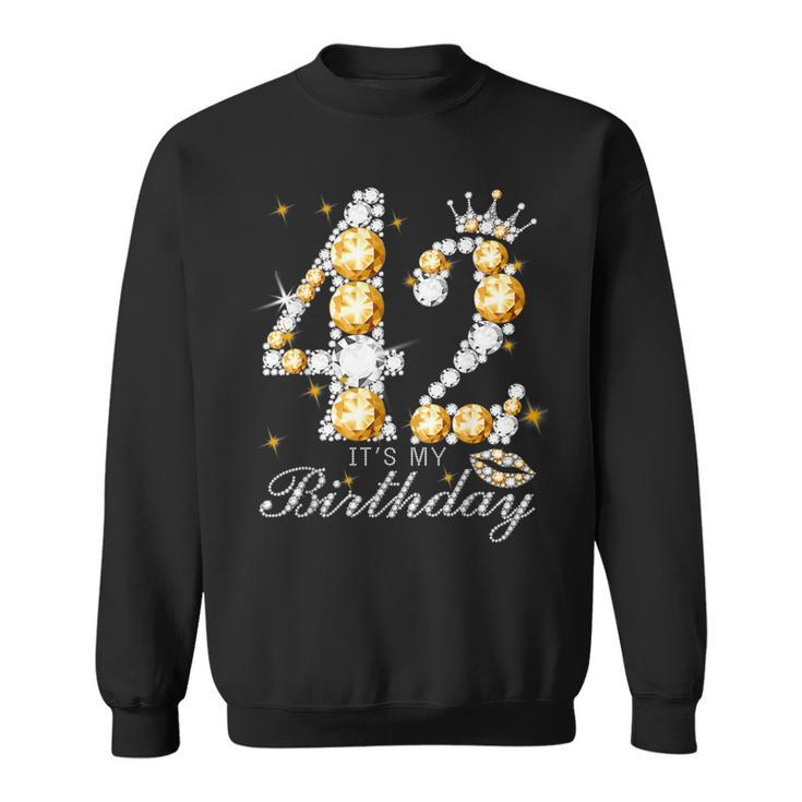 It's My 42Th Birthday Queen 42 Years Old Shoes Crown Diamond Sweatshirt