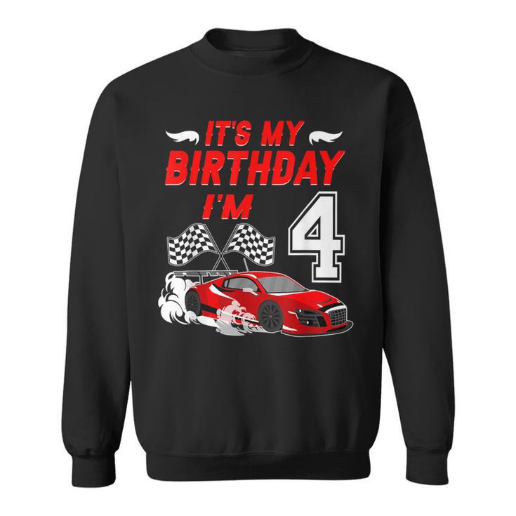 It's My 4Th Birthday Boy Race Car Racing 4 Years Old Sweatshirt