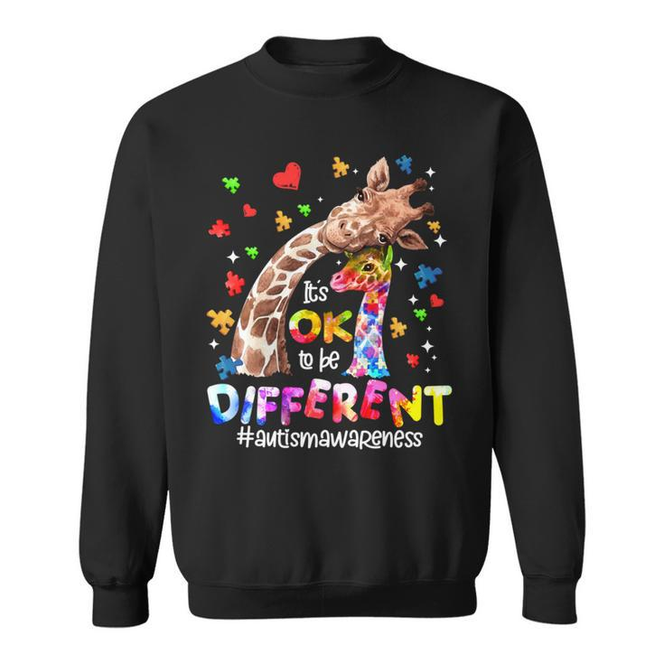 Its Ok To Be Different Autism Awareness Giraffe Sweatshirt