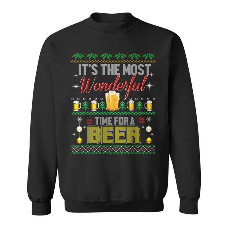 It's The Most Wonderful Time For A Beer Ugly Sweater Xmas Sweatshirt