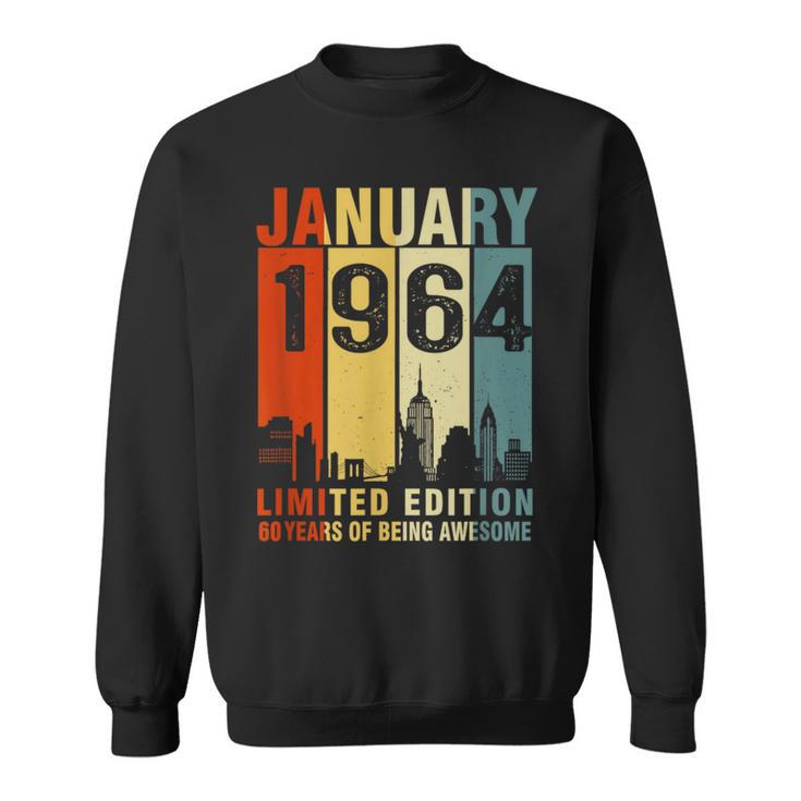 January 1964 60 Years Of Being Awesome Vintage Sweatshirt