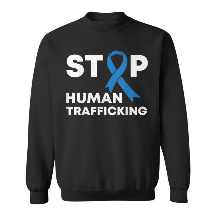 In January We Wear Blue Ribbon Human Trafficking Awareness Sweatshirt