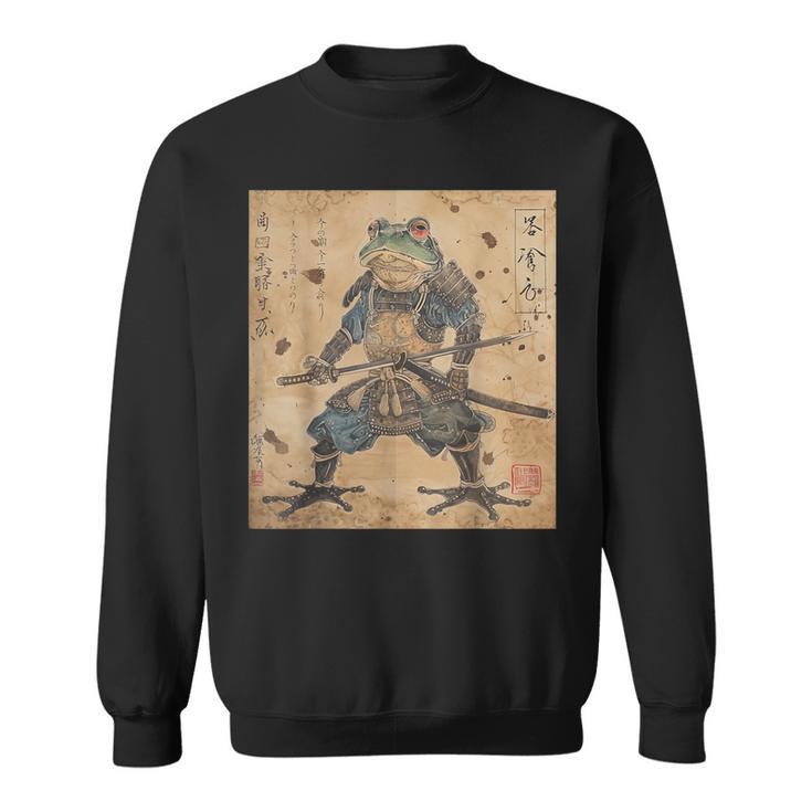 Japanese Samurai Frog In Ukiyo-E Woodblock Style Sweatshirt