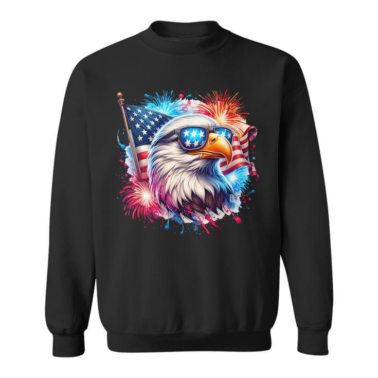 July 4Th Patriotic Bald Eagle Usa American Flag Fireworks Sweatshirt