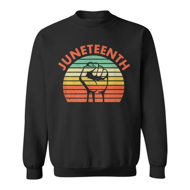 Junenth Raised Fist Vintage Striped Style Sweatshirt