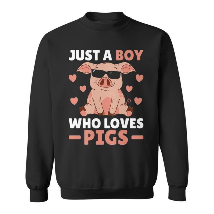 Just A Boy Who Loves Pigs Men Pig Lovers Pig Stuff Sweatshirt