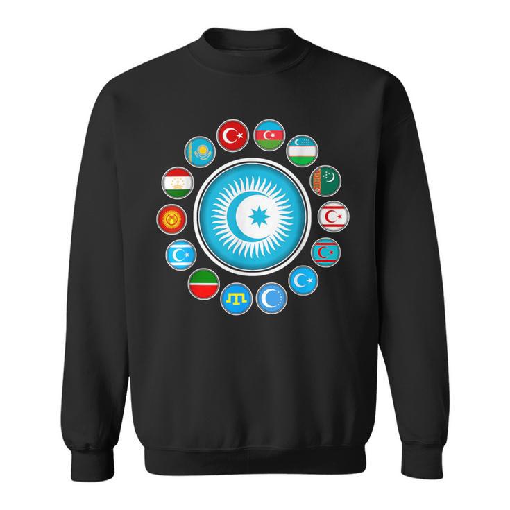 Kasachstan Göktürk Türkei Flagge Schwarzes Sweatshirt, Türkiye Bayrak Design