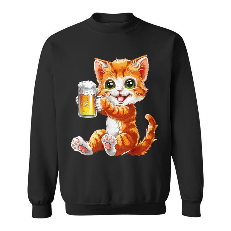 Katze Kater Trinkt Bier Zum Männertag Oderatertag Sweatshirt