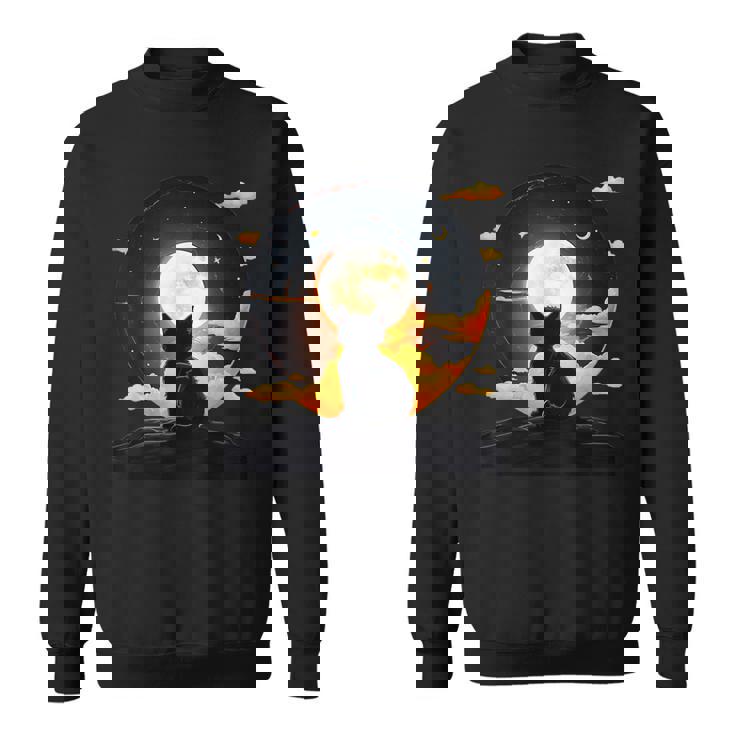 Kawaii Cat Anime Japonés Retro Divertido Gato Negro Amantes Arte Camisa de entrenamiento