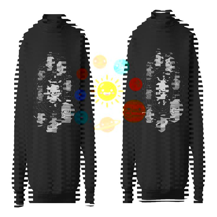Kawaii Solar System Niño Lindo Planetas Cumpleaños Niños Camisa de entrenamiento