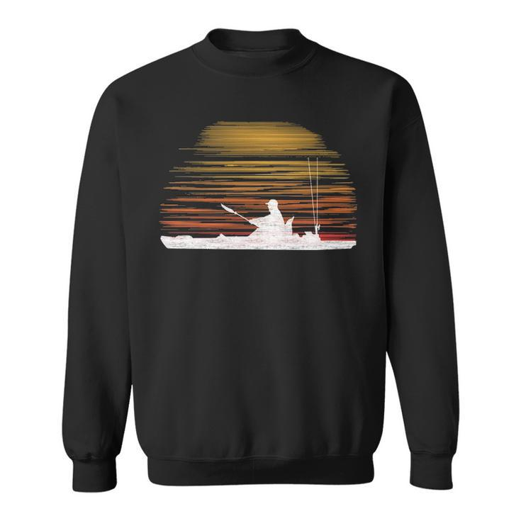 Kayak Bass Fishing Kayaking Angler Fisherman Sunset Sweatshirt