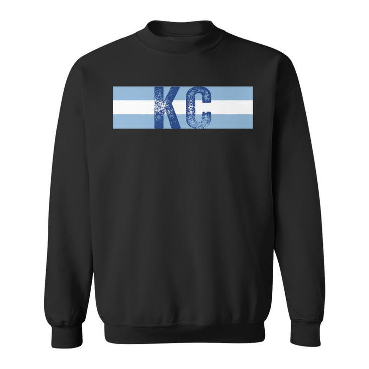 Kc 2 Letters Kansas City Cool Kc Blue Stripes Kc Retro Cool Sweatshirt