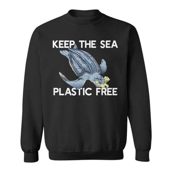 Keep The Sea Plastic Free Turtle With Bag Protect Ocean Meme Sweatshirt